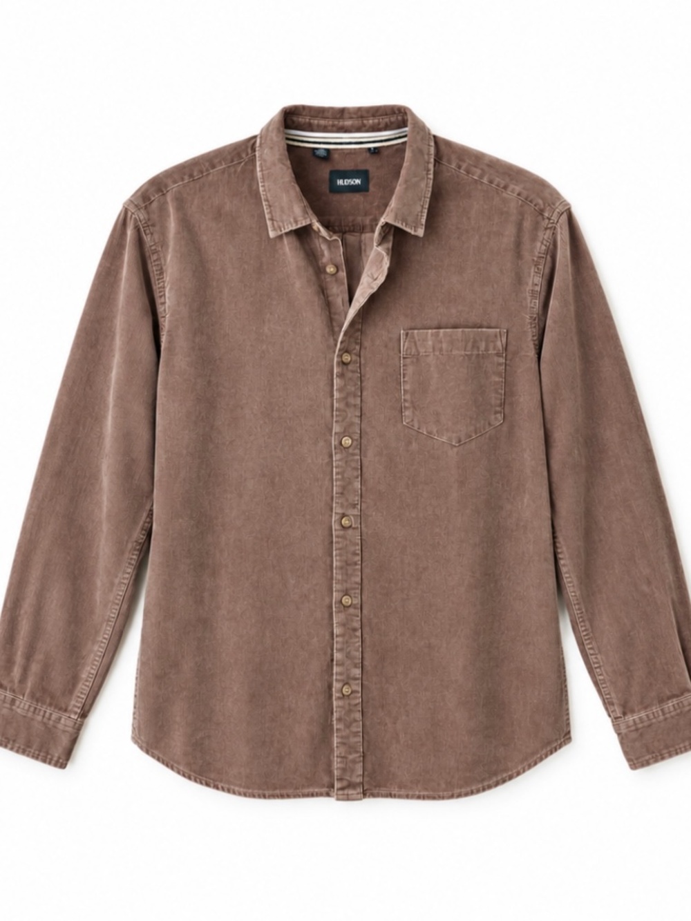 HUDSON Men’s XL Brown Corduroy Shirt 100% Cotton Long Sleeve Button Front NWOT